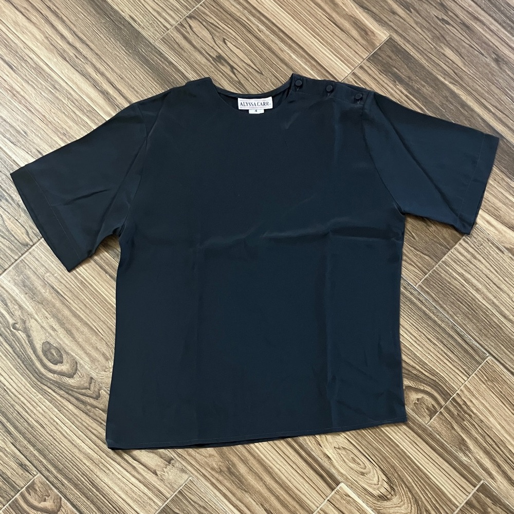 Sleek Black Short Sleeve Blouse